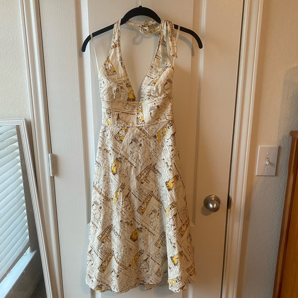 J Crew Linen Lighthouse Halter Top Dress